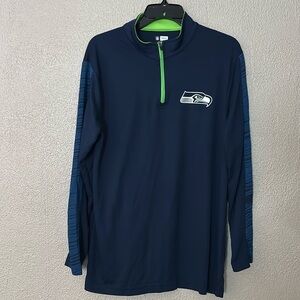 Mens NFL Seattle Seahawks Quarter Zip Shirt, Medium, Blue